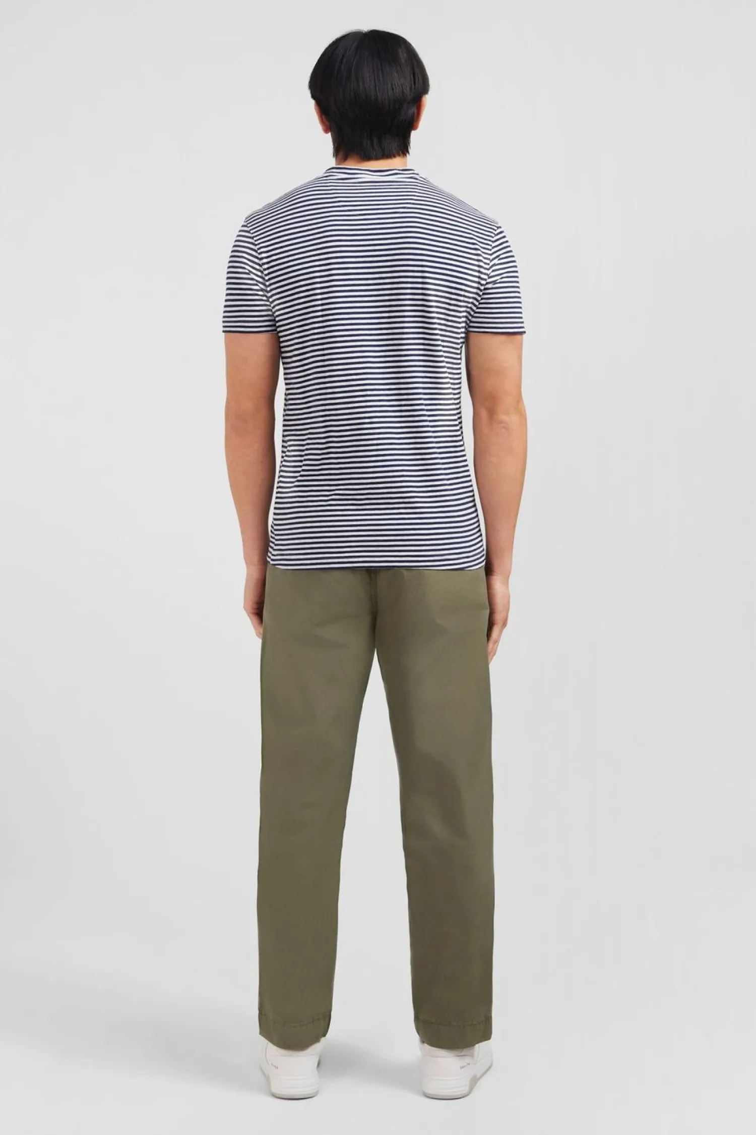 T-hirt A anche Courte Raye Beu Fonce Homme T-Shirts