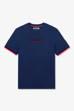 Discount T-hirt Beu Fonce A Broderie Bicoore Homme T-Shirts