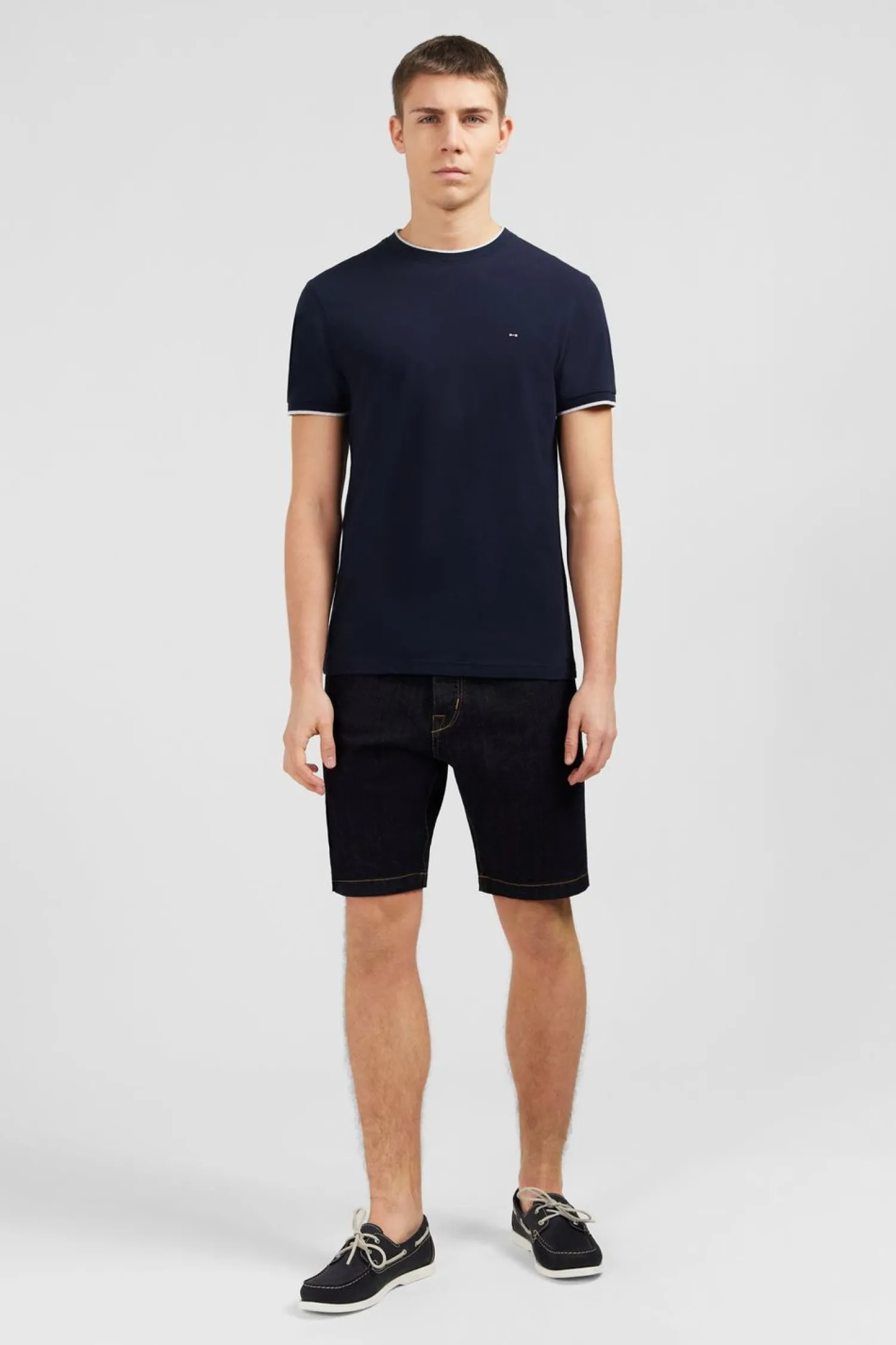 New T-hirt Beu Fonce Uni A anche Courte Homme T-Shirts