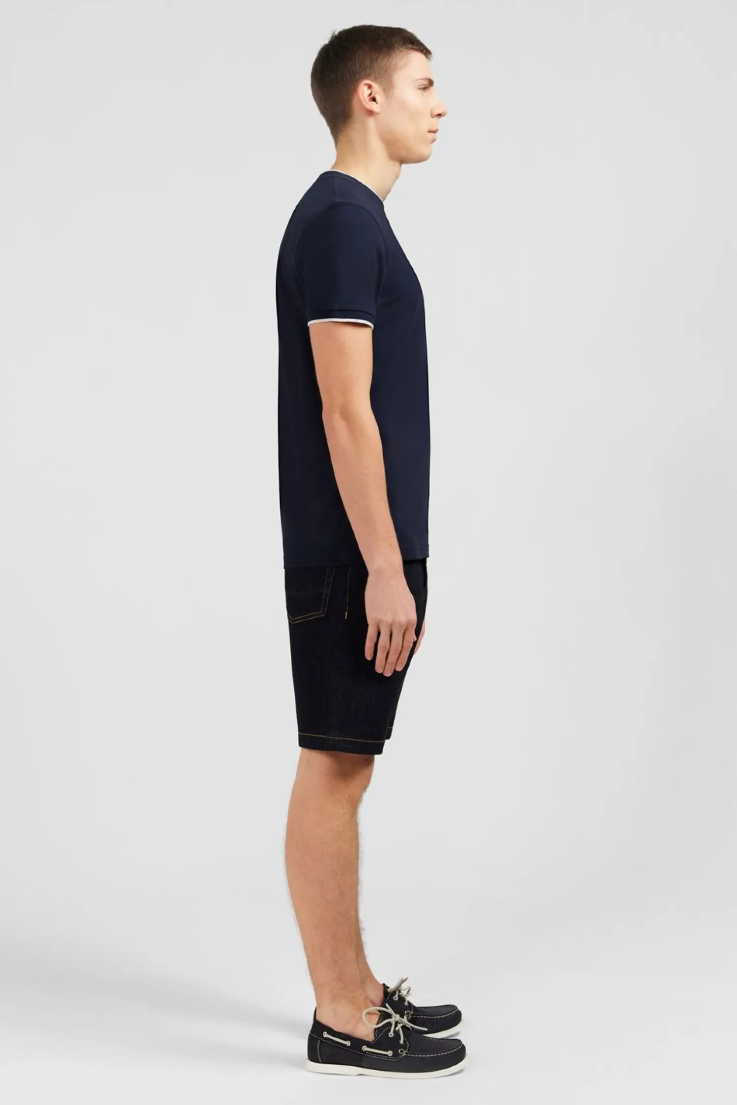 New T-hirt Beu Fonce Uni A anche Courte Homme T-Shirts