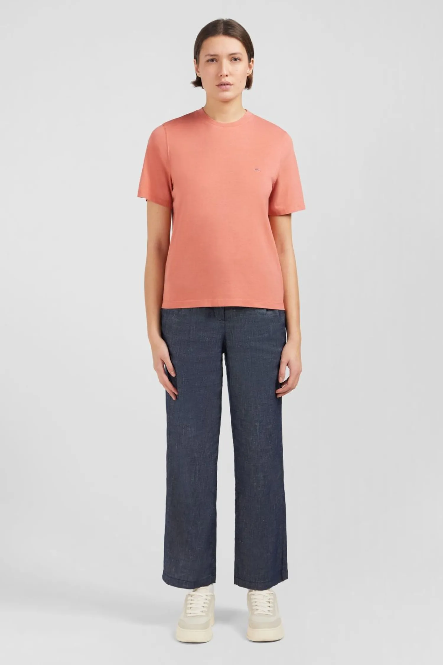 Hot T-hirt Brique Uni A anche Courte Femme T-Shirts