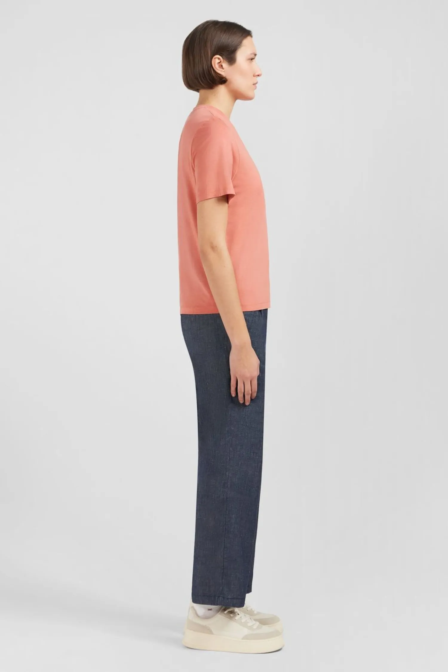 Hot T-hirt Brique Uni A anche Courte Femme T-Shirts