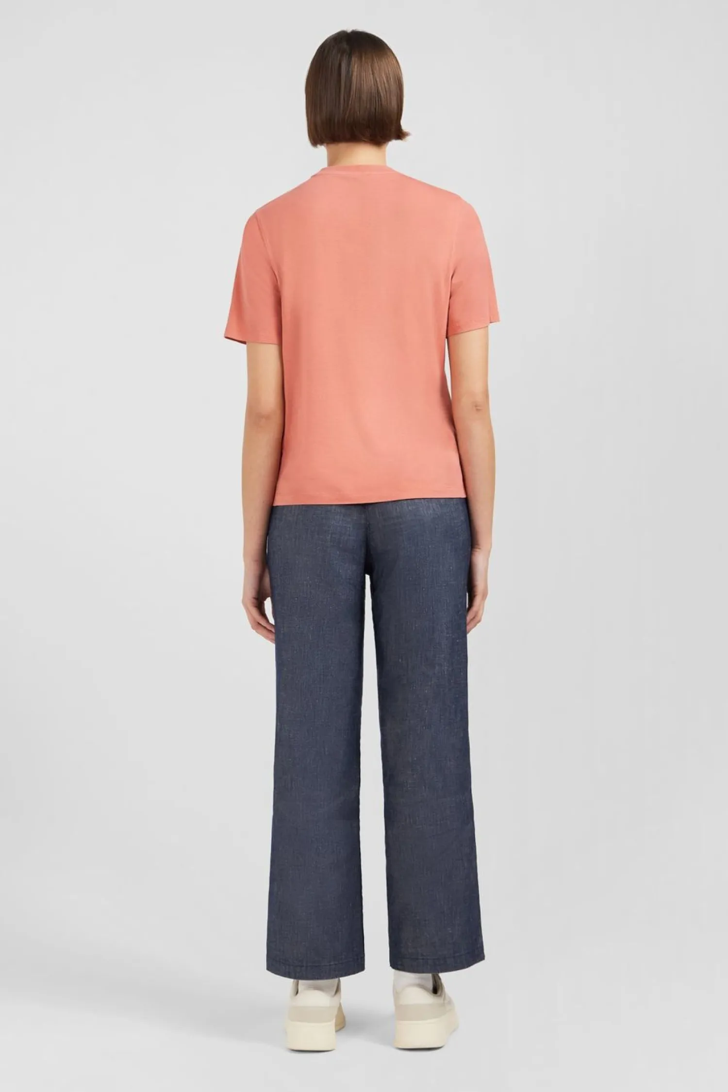 Hot T-hirt Brique Uni A anche Courte Femme T-Shirts