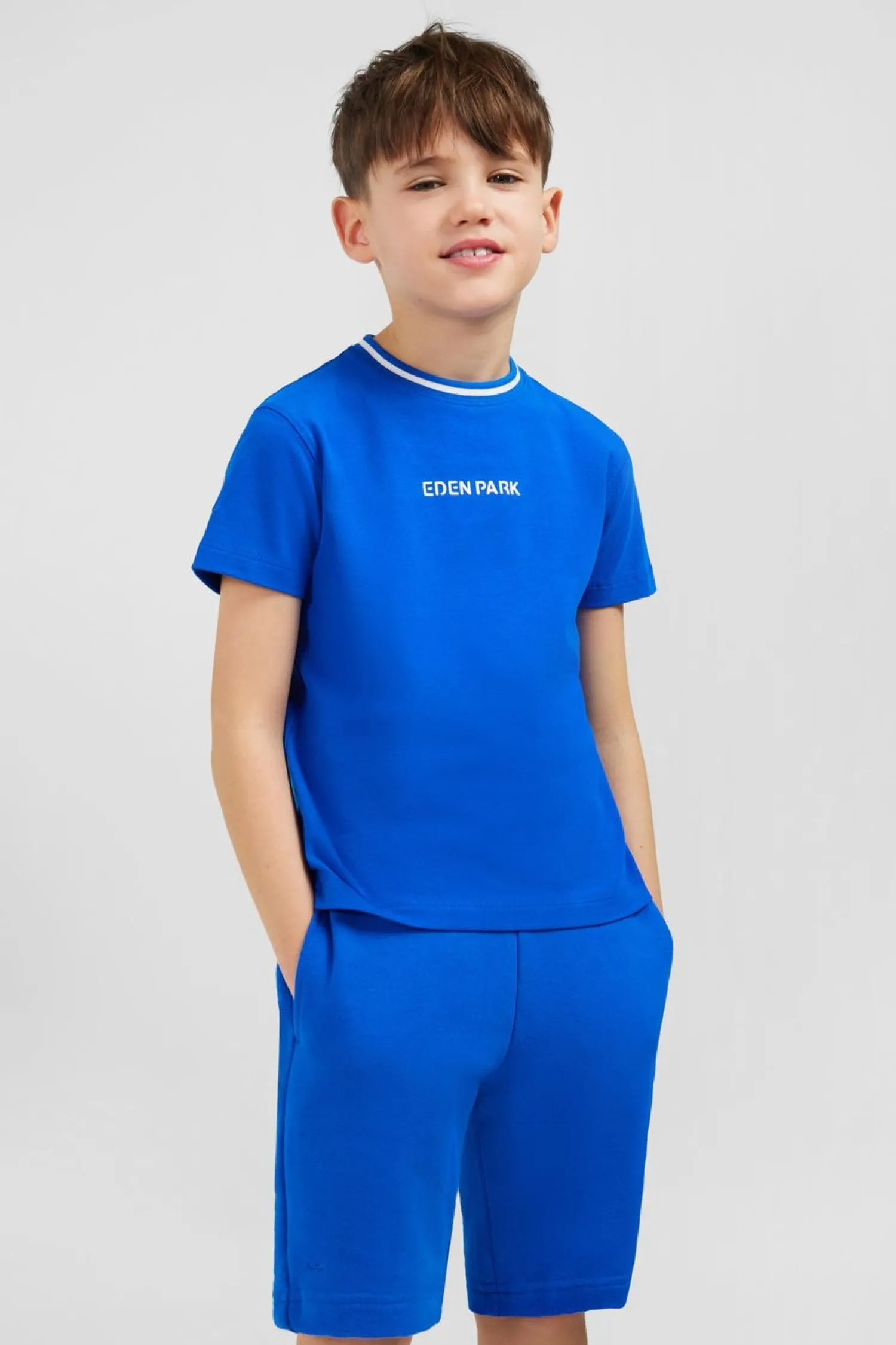 Hot T-Shirt Col Rond Raye Bleu En Coton Stretch Enfant Enfant