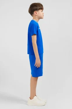 Hot T-Shirt Col Rond Raye Bleu En Coton Stretch Enfant Enfant