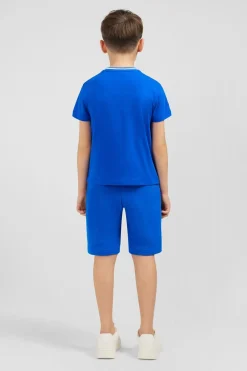Hot T-Shirt Col Rond Raye Bleu En Coton Stretch Enfant Enfant
