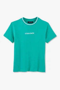 Outlet T-Shirt Col Rond Raye Vert En Coton Stretch Enfant Enfant