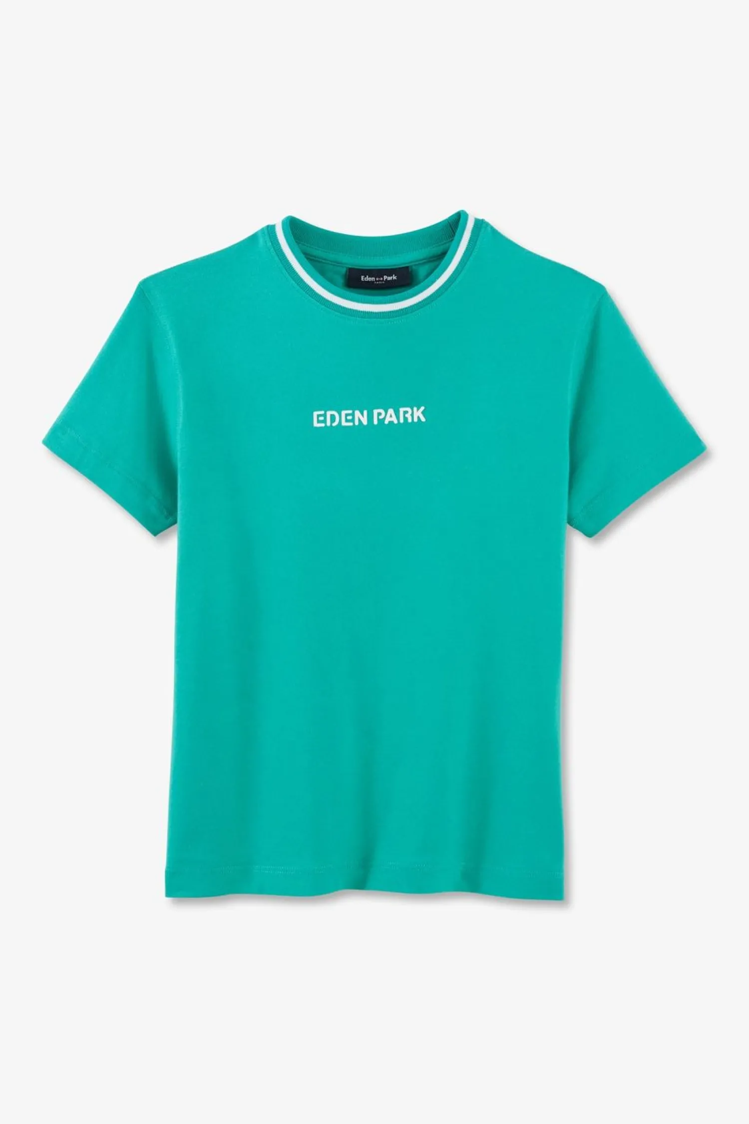 Outlet T-Shirt Col Rond Raye Vert En Coton Stretch Enfant Enfant