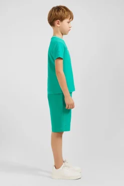 Outlet T-Shirt Col Rond Raye Vert En Coton Stretch Enfant Enfant