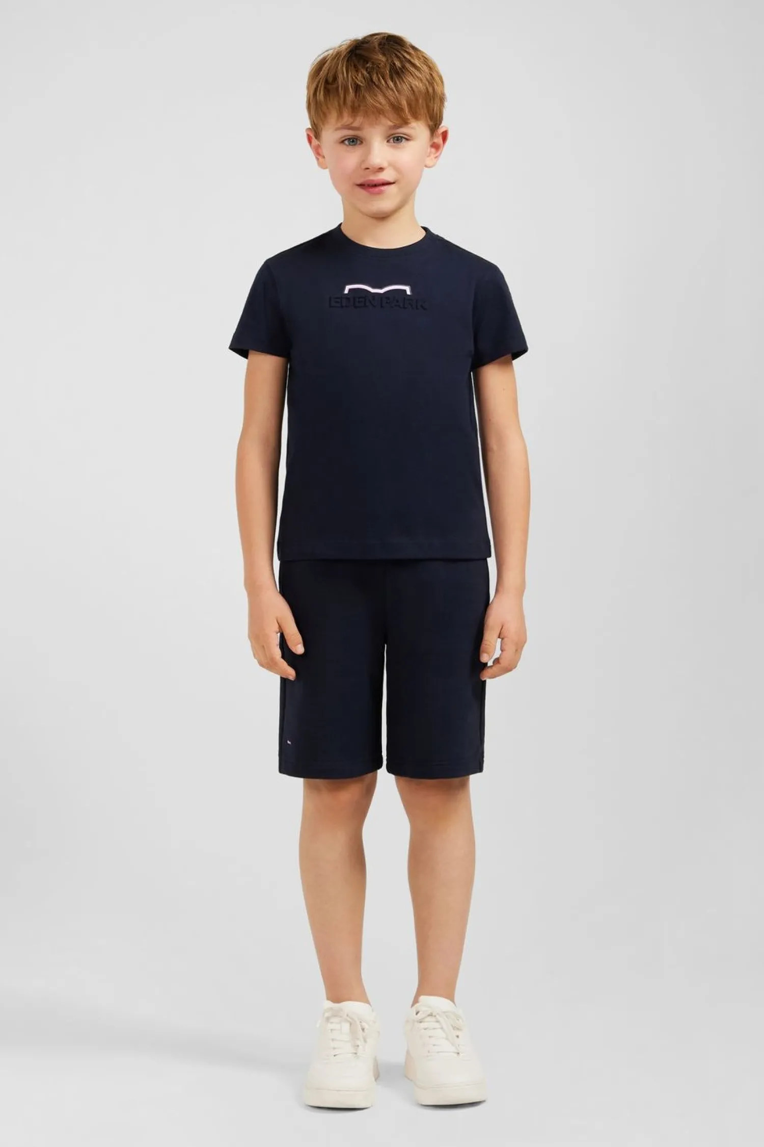T-Shirt Debosse Marine En Jersey Coton Enfant Enfant