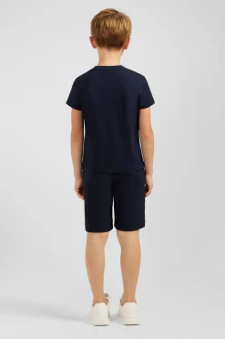 T-Shirt Debosse Marine En Jersey Coton Enfant Enfant