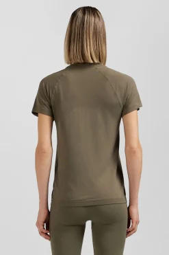 Clearance T-hirt De port anche Courte A Detai Cerce Kaki Femme T-Shirts