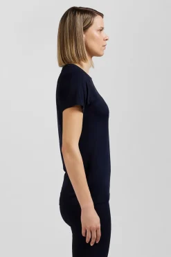 Clearance T-hirt De port anche Courte A Detai Cerce Beu arine Femme T-Shirts