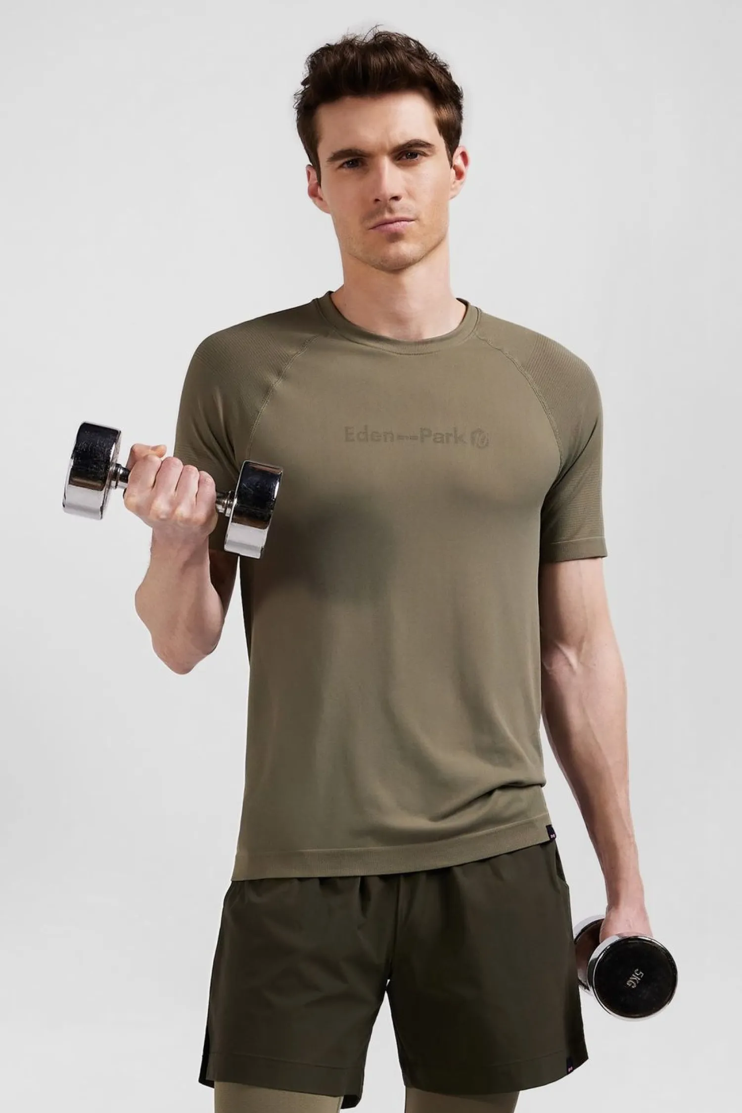 Hot T-hirt De port anche Courte A Detai Cerce Kaki Homme T-Shirts