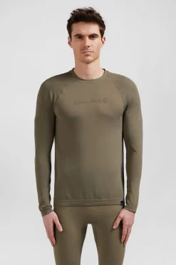 Sale T-hirt De port anche ongue A Detai Cerce Kaki Homme T-Shirts
