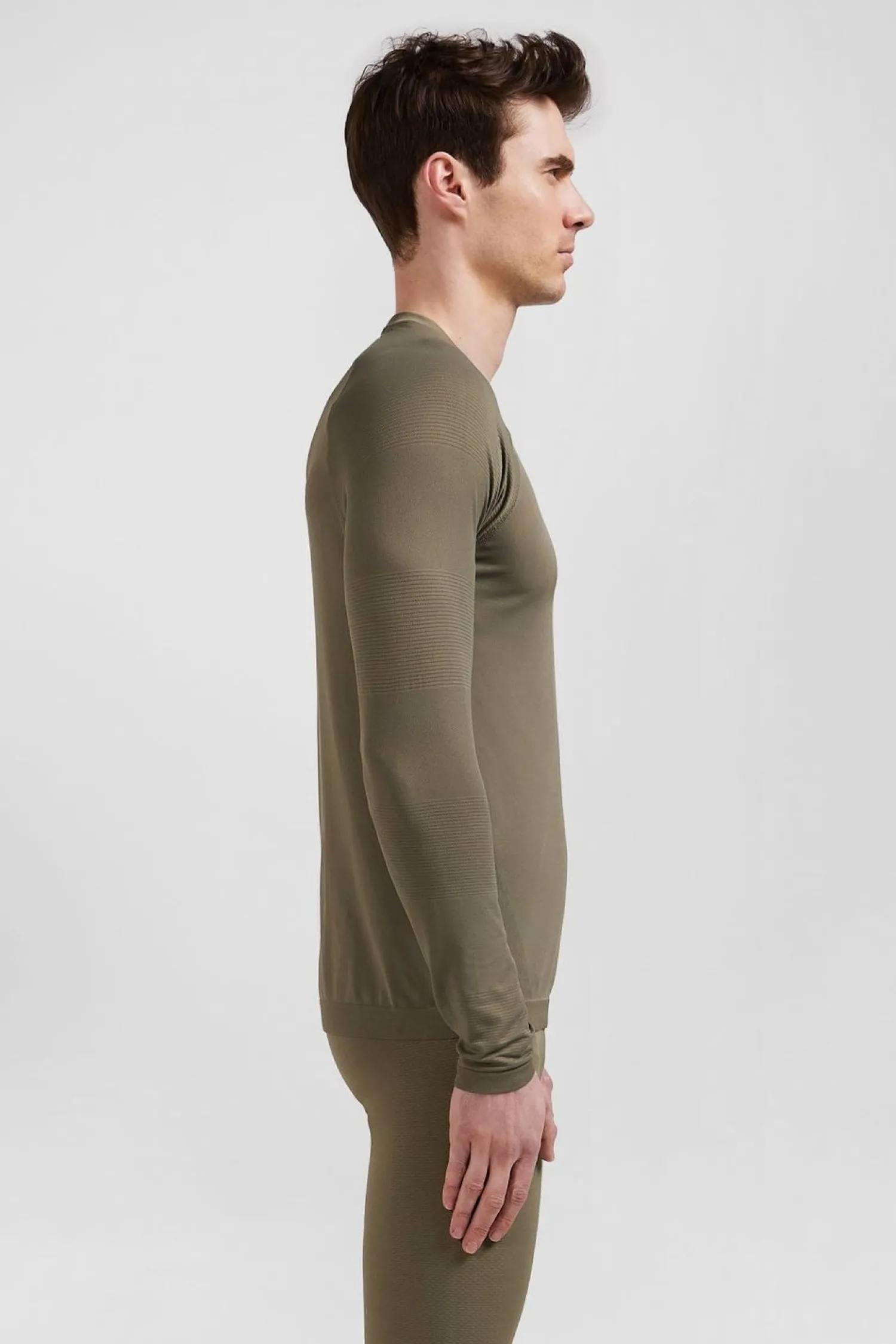 Sale T-hirt De port anche ongue A Detai Cerce Kaki Homme T-Shirts