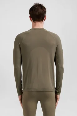 Sale T-hirt De port anche ongue A Detai Cerce Kaki Homme T-Shirts
