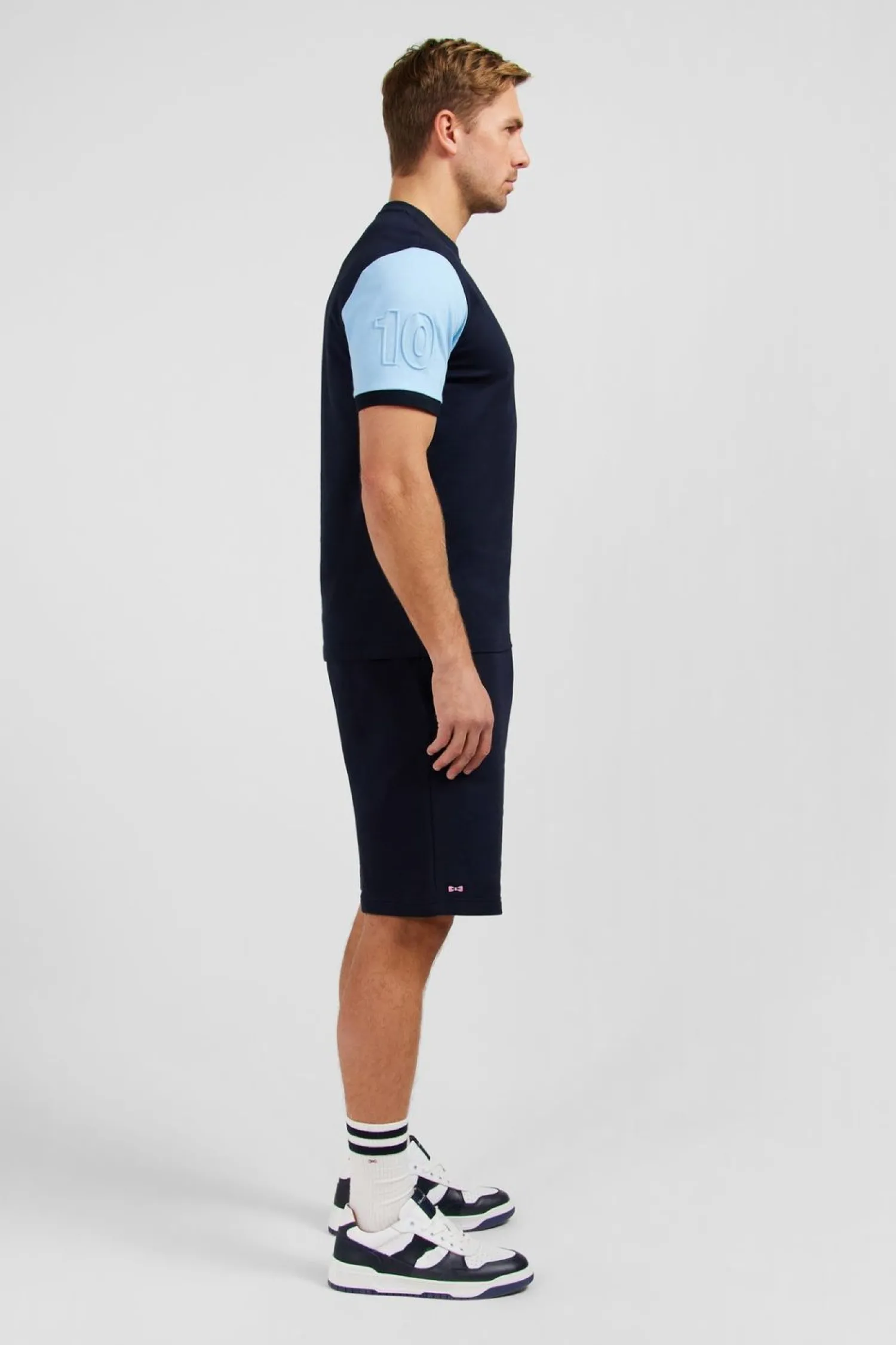 Hot T-hirt anche Courte Bicoore arine En Coton Homme T-Shirts