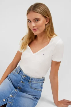 Discount T-hirt anche Courte Banc En Coton Pia Femme T-Shirts