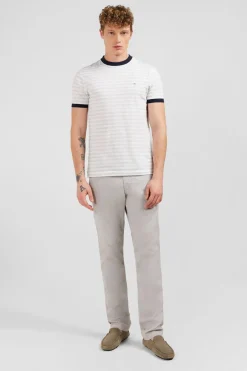 Best T-hirt anche Courte Banc Raye Homme T-Shirts
