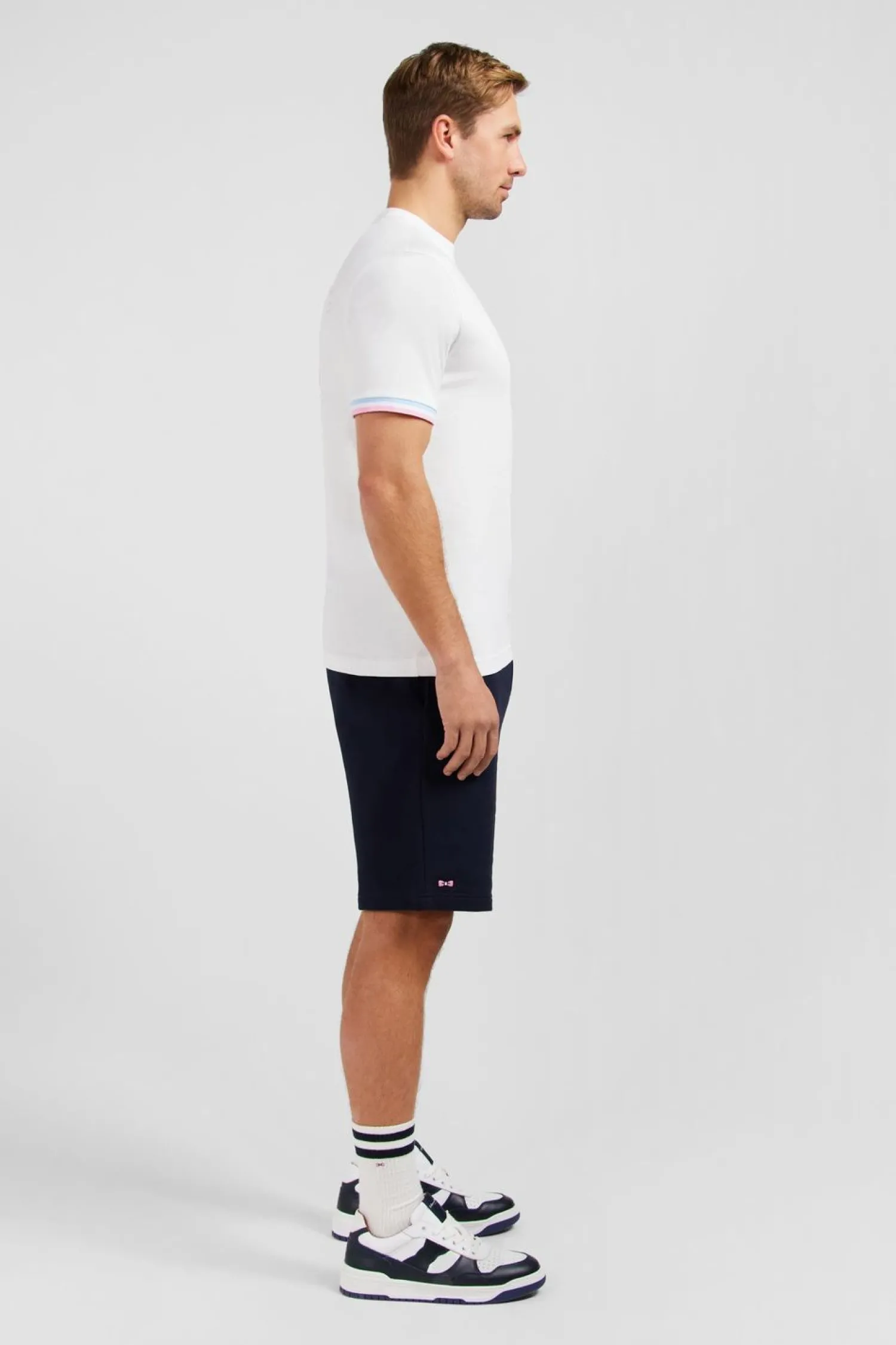 Sale T-hirt anche Courte Banc Avec ogo Reiefe Homme T-Shirts