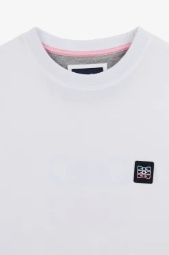 Sale T-hirt anche Courte Banc Avec ogo Reiefe Homme T-Shirts