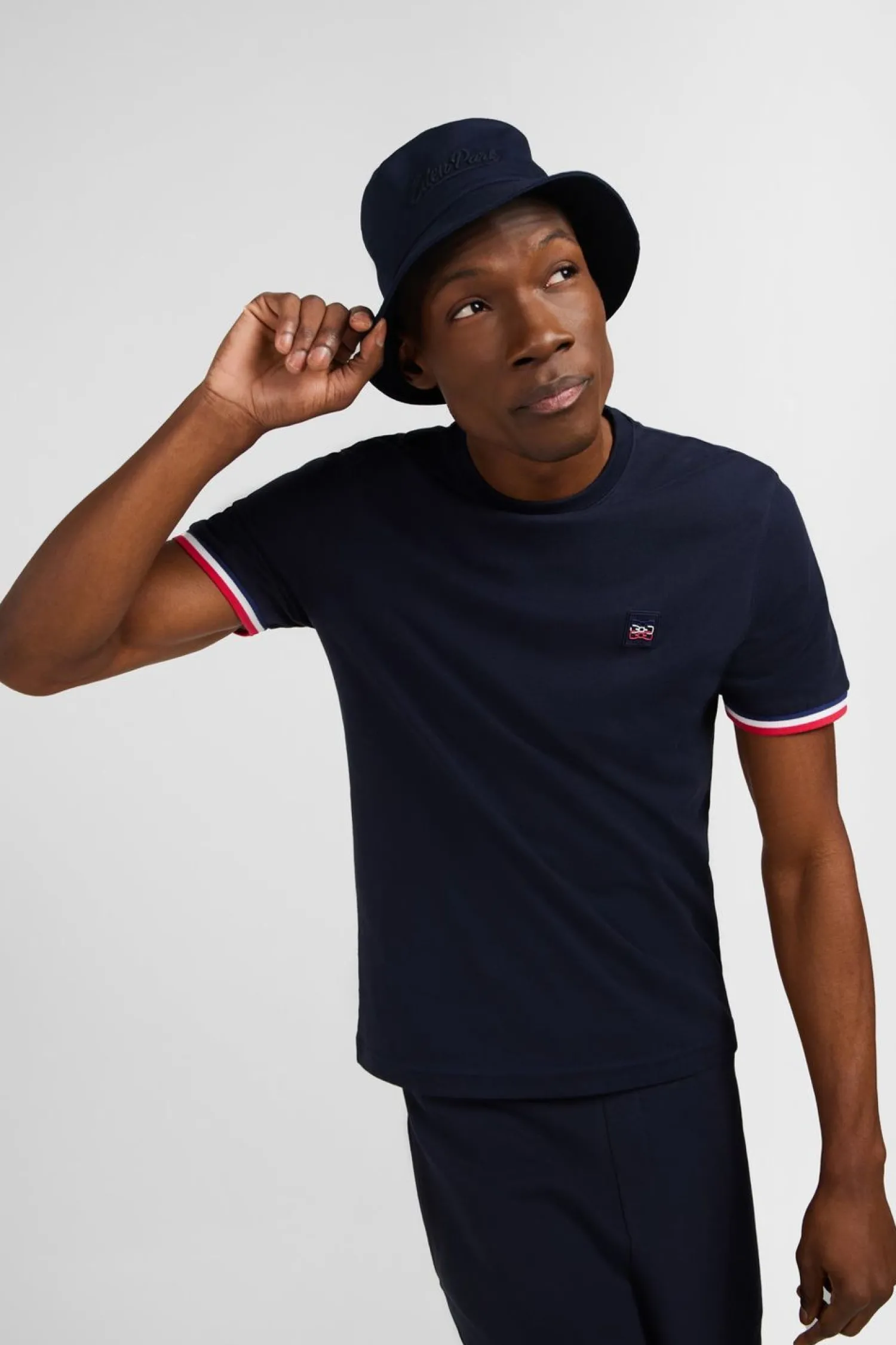 New T-hirt anche Courte Beu arine Avec ogo Reiefe Homme T-Shirts