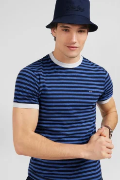 Sale T-hirt anche Courte Beu Raye Homme T-Shirts