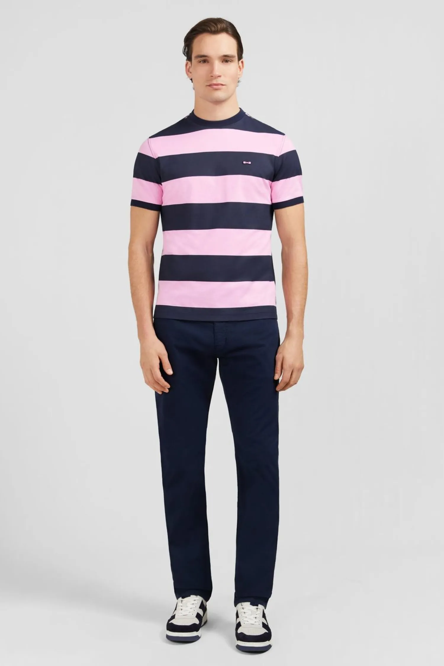 Clearance T-hirt anche Courte Cerce arine Et Roe En Coton Homme T-Shirts