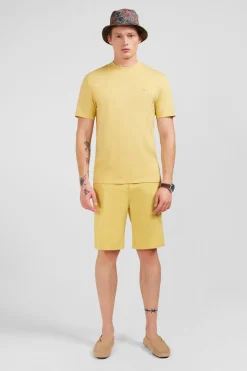 Hot T-hirt anche Courte Jaune Uni Homme T-Shirts