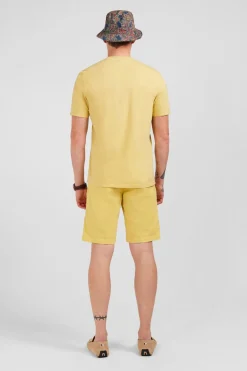 Hot T-hirt anche Courte Jaune Uni Homme T-Shirts
