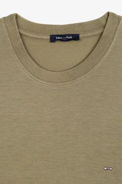 Discount T-hirt anche Courte Kaki Uni Homme T-Shirts