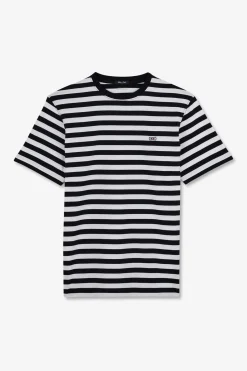 Hot T-hirt anche Courte Raye Beu arine En Coton Pia Homme T-Shirts