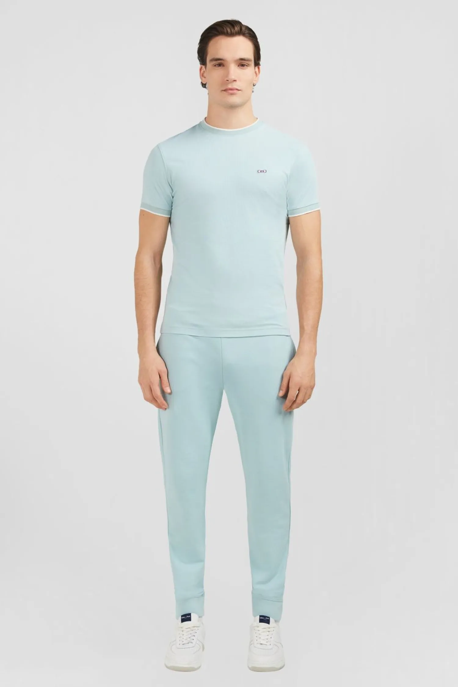 Discount T-hirt anche Courte Uni Vert En Coton tretch Homme T-Shirts