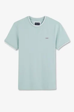 Discount T-hirt anche Courte Uni Vert En Coton tretch Homme T-Shirts