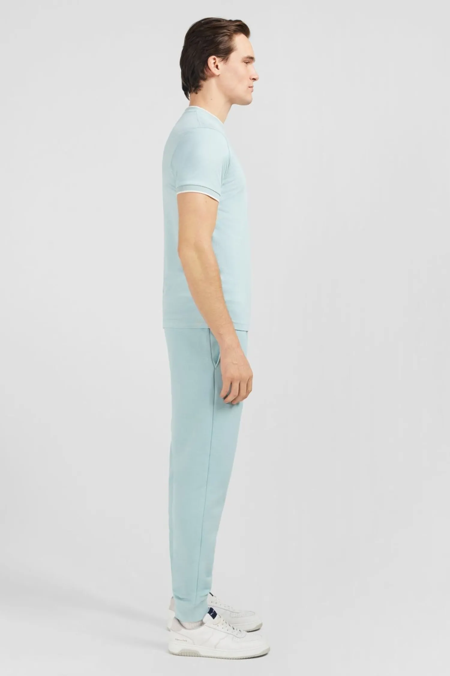 Discount T-hirt anche Courte Uni Vert En Coton tretch Homme T-Shirts