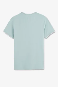 Discount T-hirt anche Courte Uni Vert En Coton tretch Homme T-Shirts