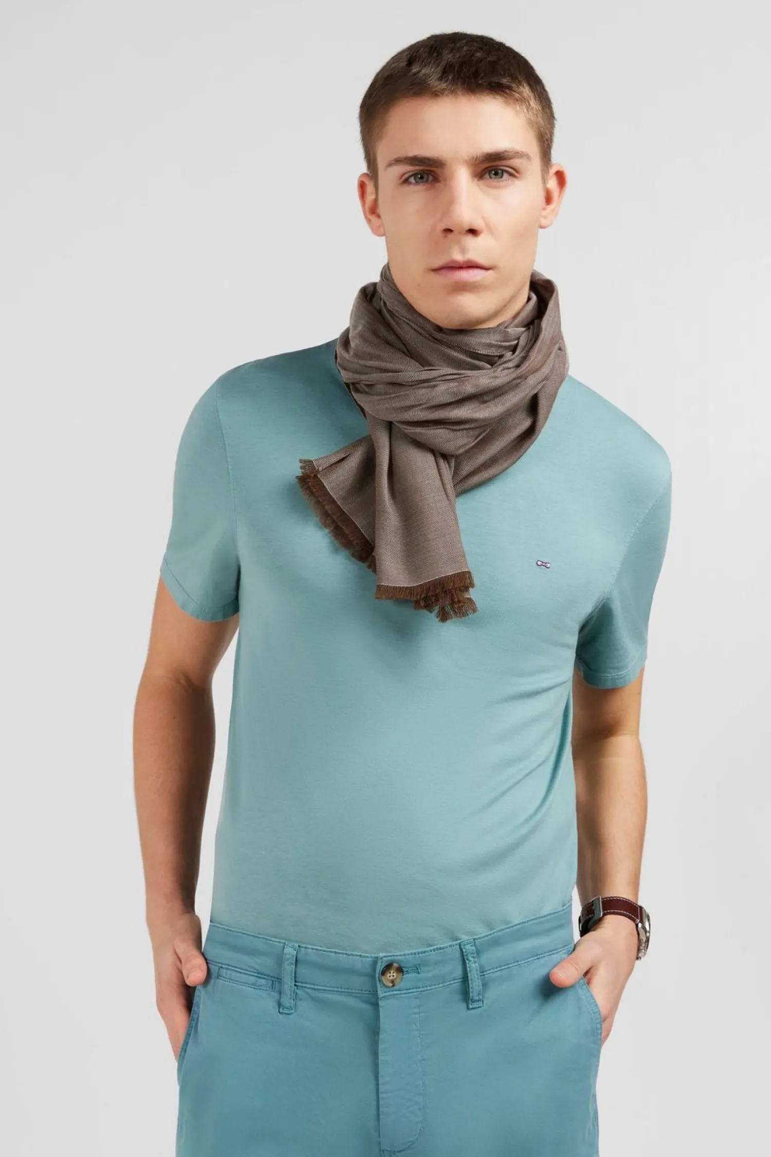 Discount T-hirt anche Courte Vert Uni Homme T-Shirts