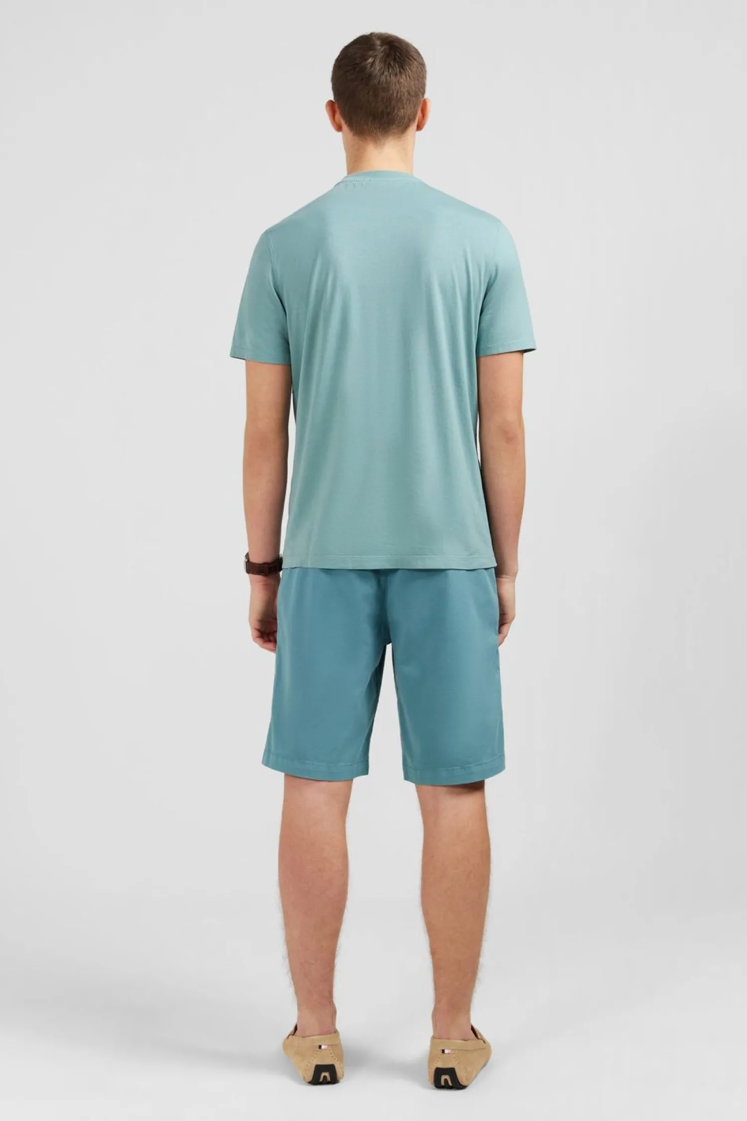Discount T-hirt anche Courte Vert Uni Homme T-Shirts
