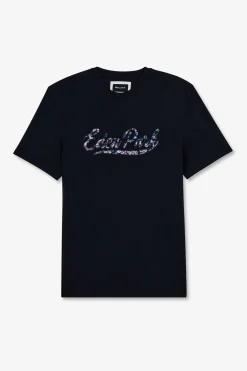 Discount T-hirt Uni Beu Fonce A Incription Homme T-Shirts