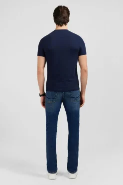 Discount T-hirt Uni Beu Fonce A Incription Homme T-Shirts